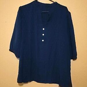 Beautiful Blue Semi Sheer Blouse Size 1X NWOT